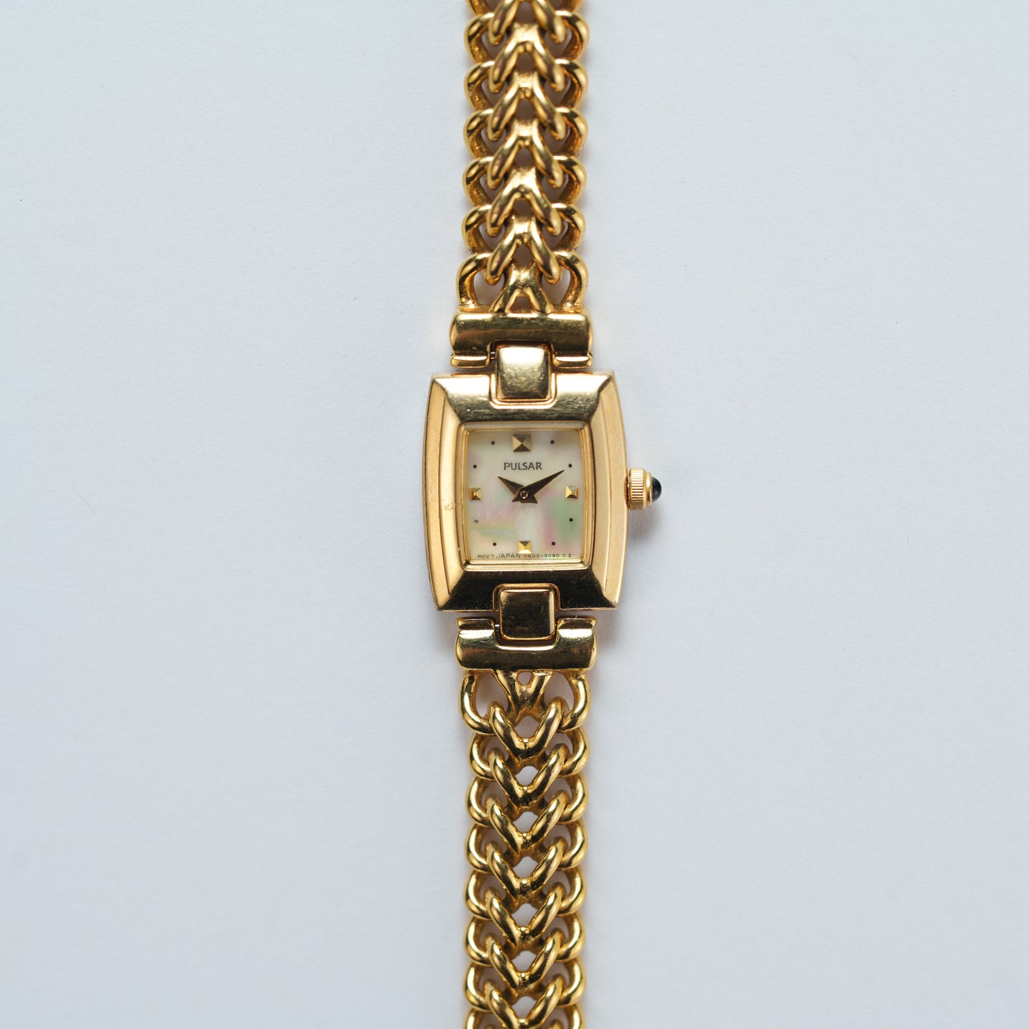 Pulsar Square MOP Dial Gold Tone V400-6020