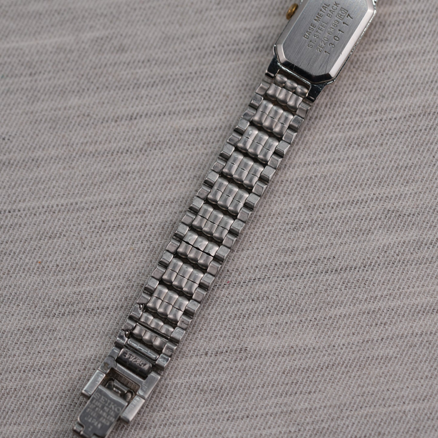 Seiko Two Tone Rectangular Tank Watch 2E20-6399