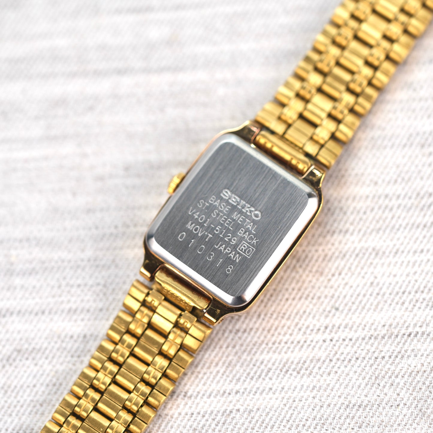 Seiko White Rectangular Tank Watch V401-5129