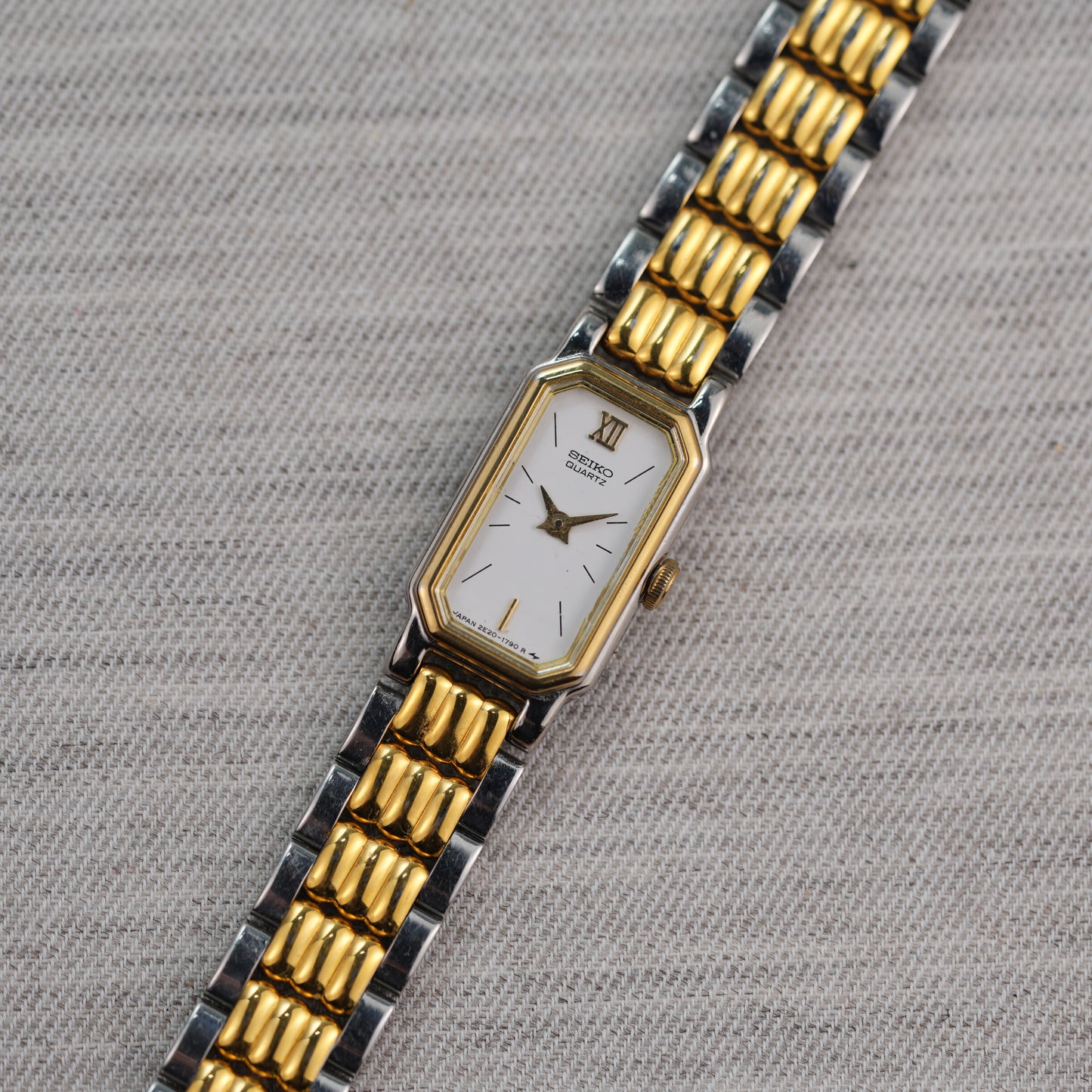 Seiko Two Tone Rectangular Tank Watch 2E20-6399