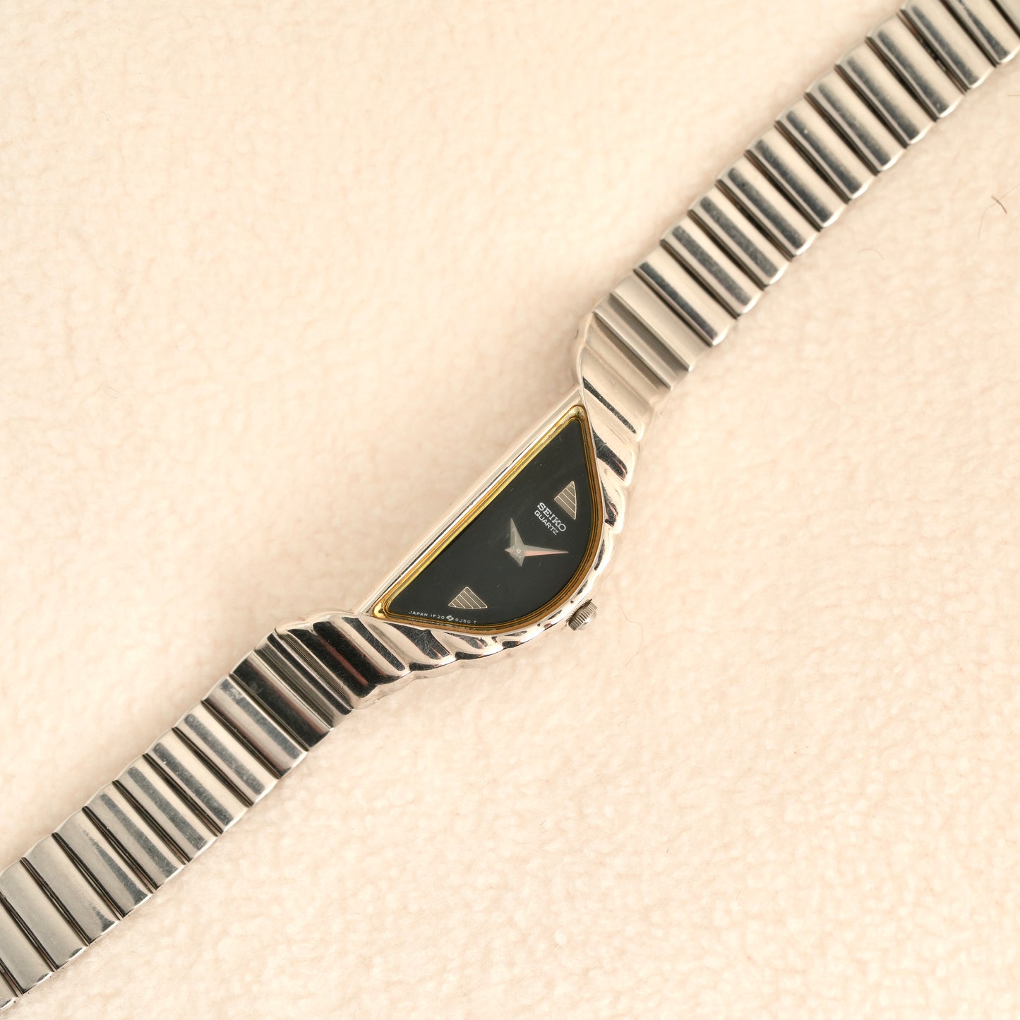 Seiko Half Moon Silver Black Dial 1F20-5D59 (Great Condition)