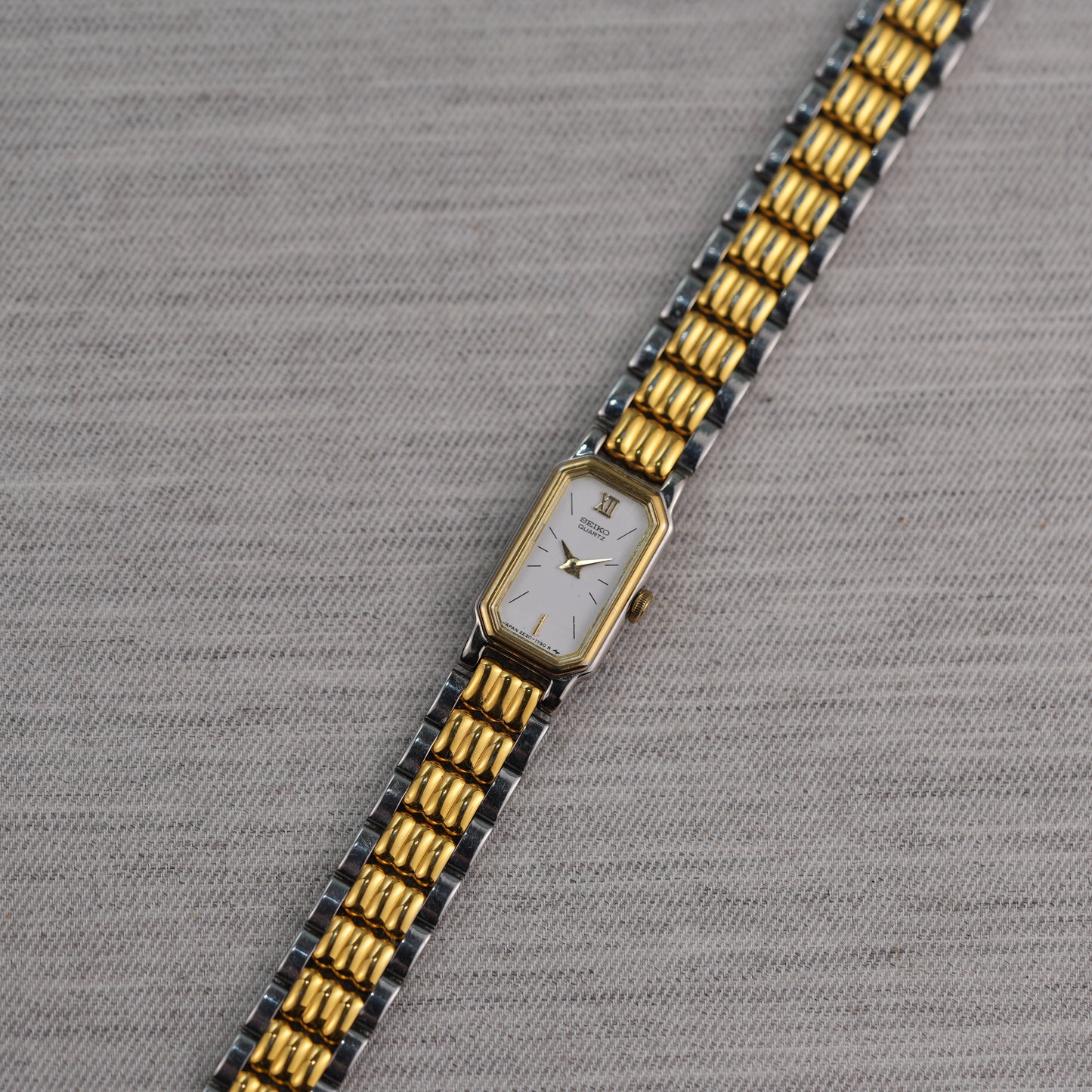 Seiko Two Tone Rectangular Tank Watch 2E20-6399