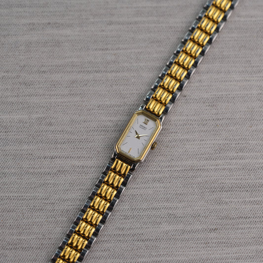 Seiko Two Tone Rectangular Tank Watch 2E20-6399