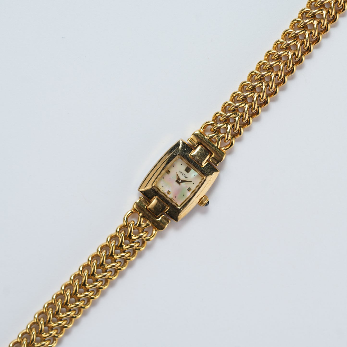 Pulsar Square MOP Dial Gold Tone V400-6020