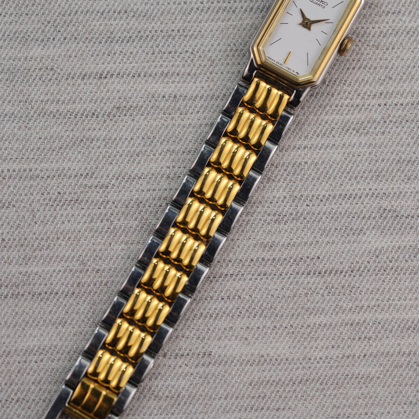 Seiko Two Tone Rectangular Tank Watch 2E20-6399