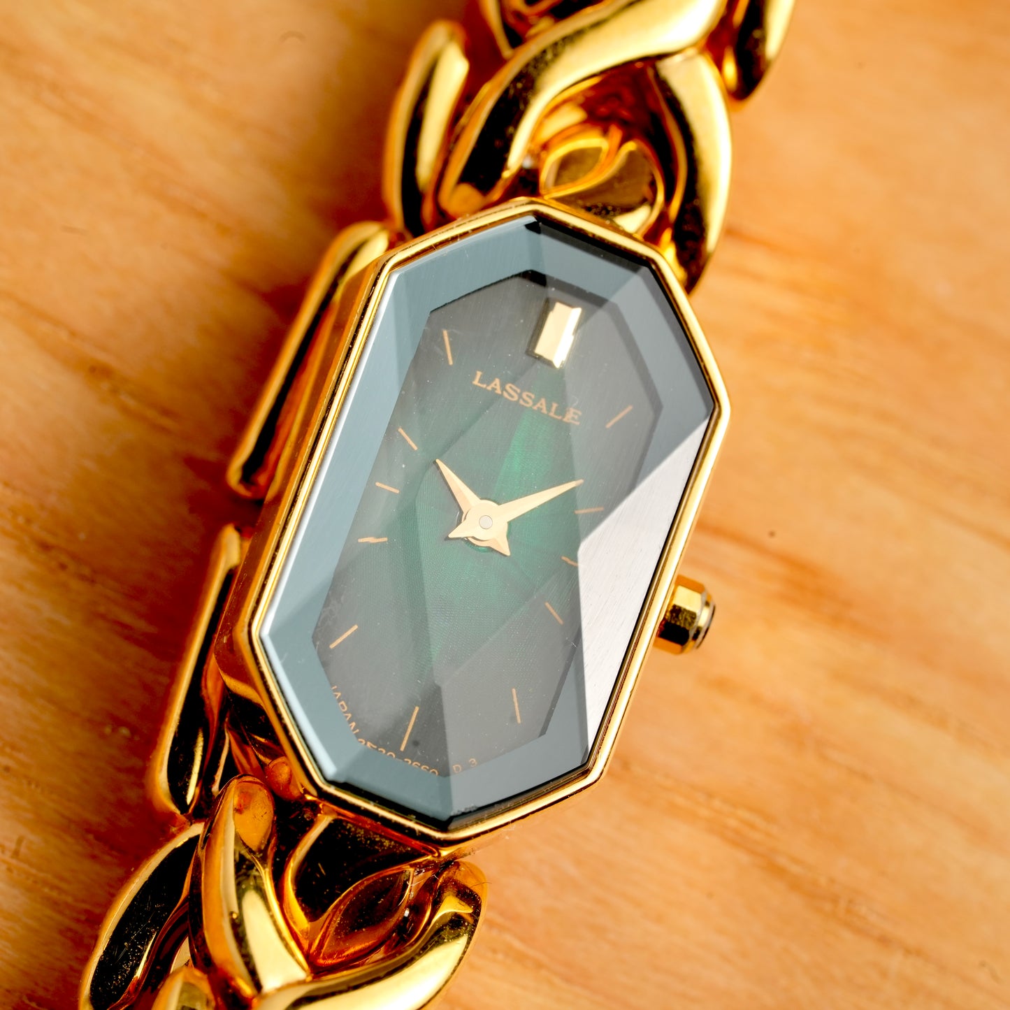 Lassale Seiko Green Octagon Faceted Crystal Dial