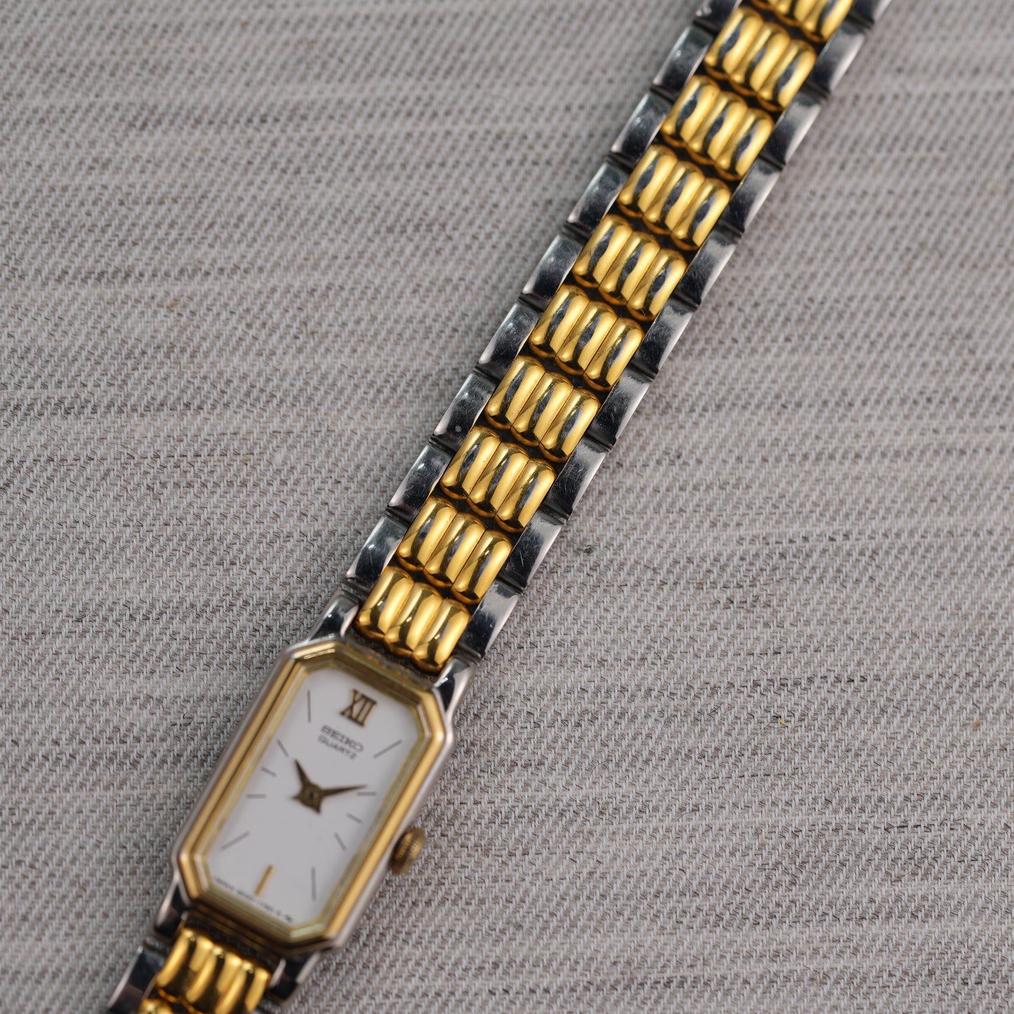 Seiko Two Tone Rectangular Tank Watch 2E20-6399