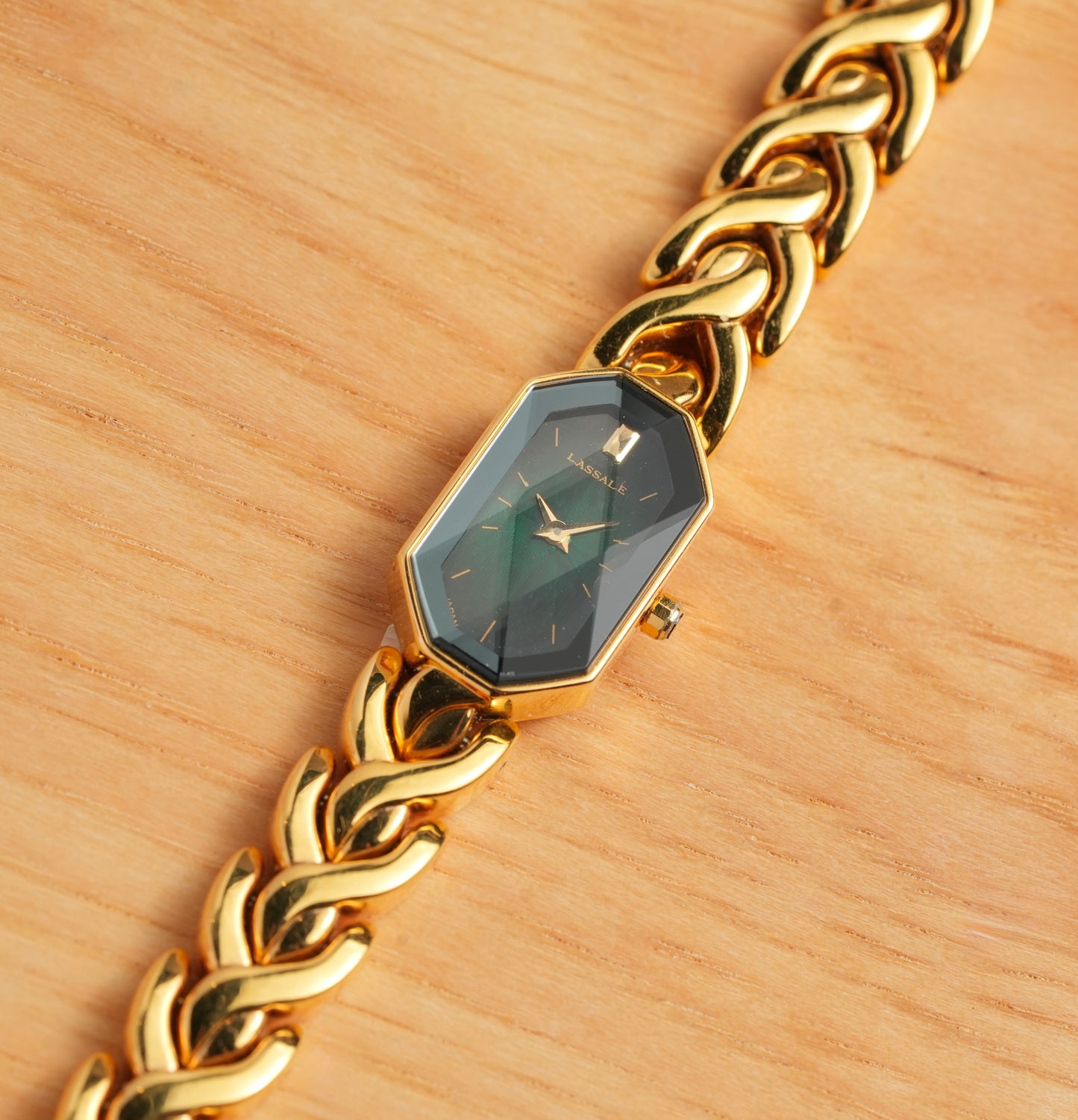 Lassale Seiko Green Octagon Faceted Crystal Dial