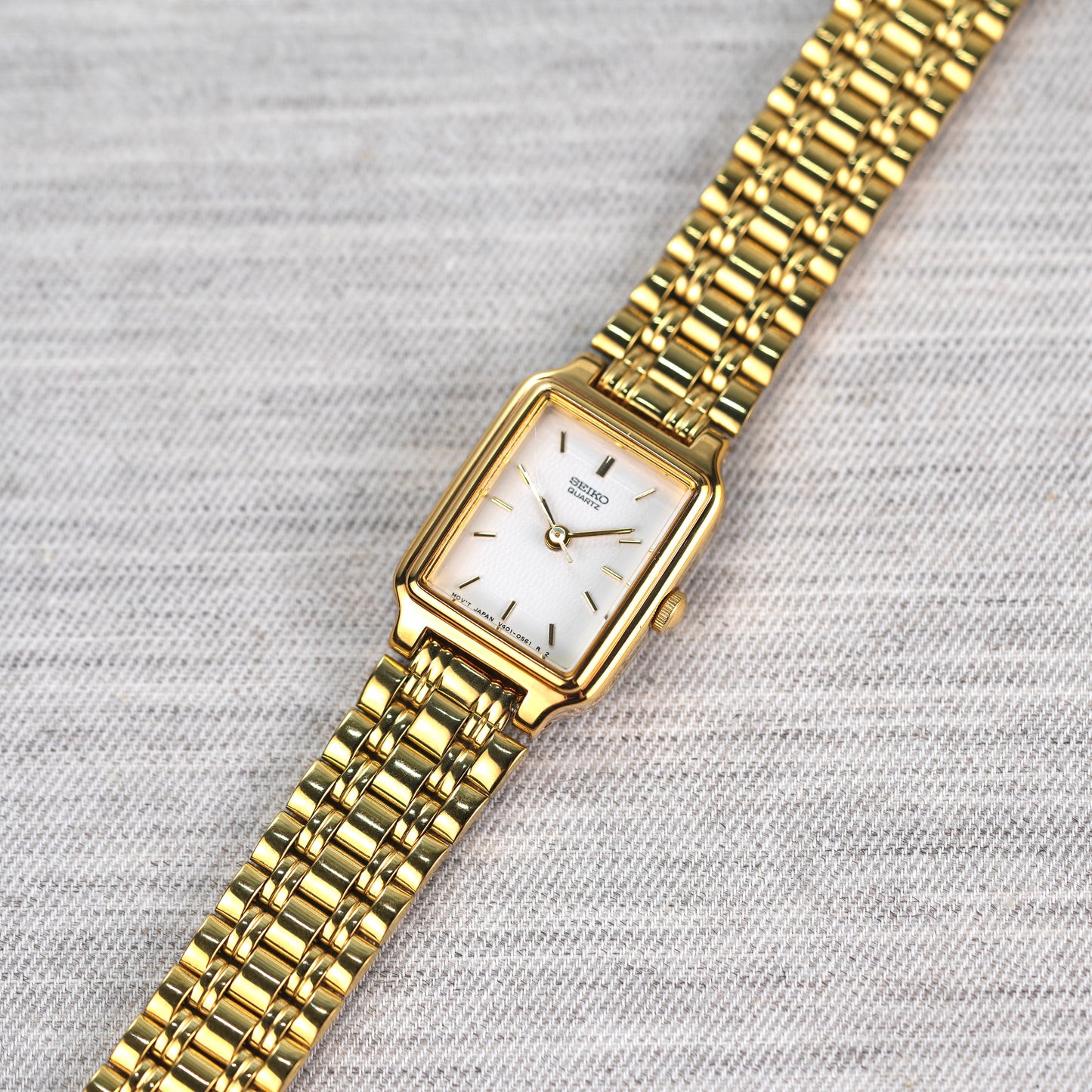Seiko White Rectangular Tank Watch V401-5129