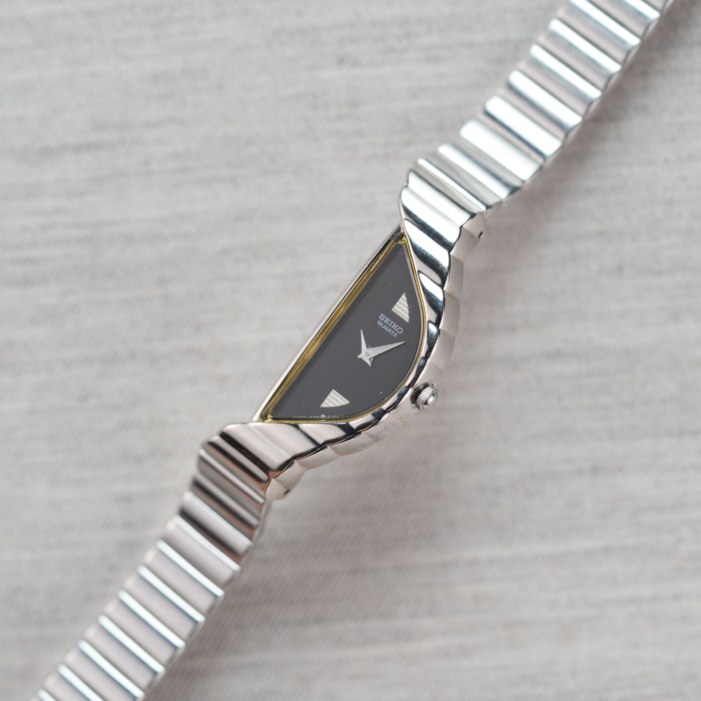 Seiko Half Moon Silver Black Dial 1F20-5D59 (Great Condition)