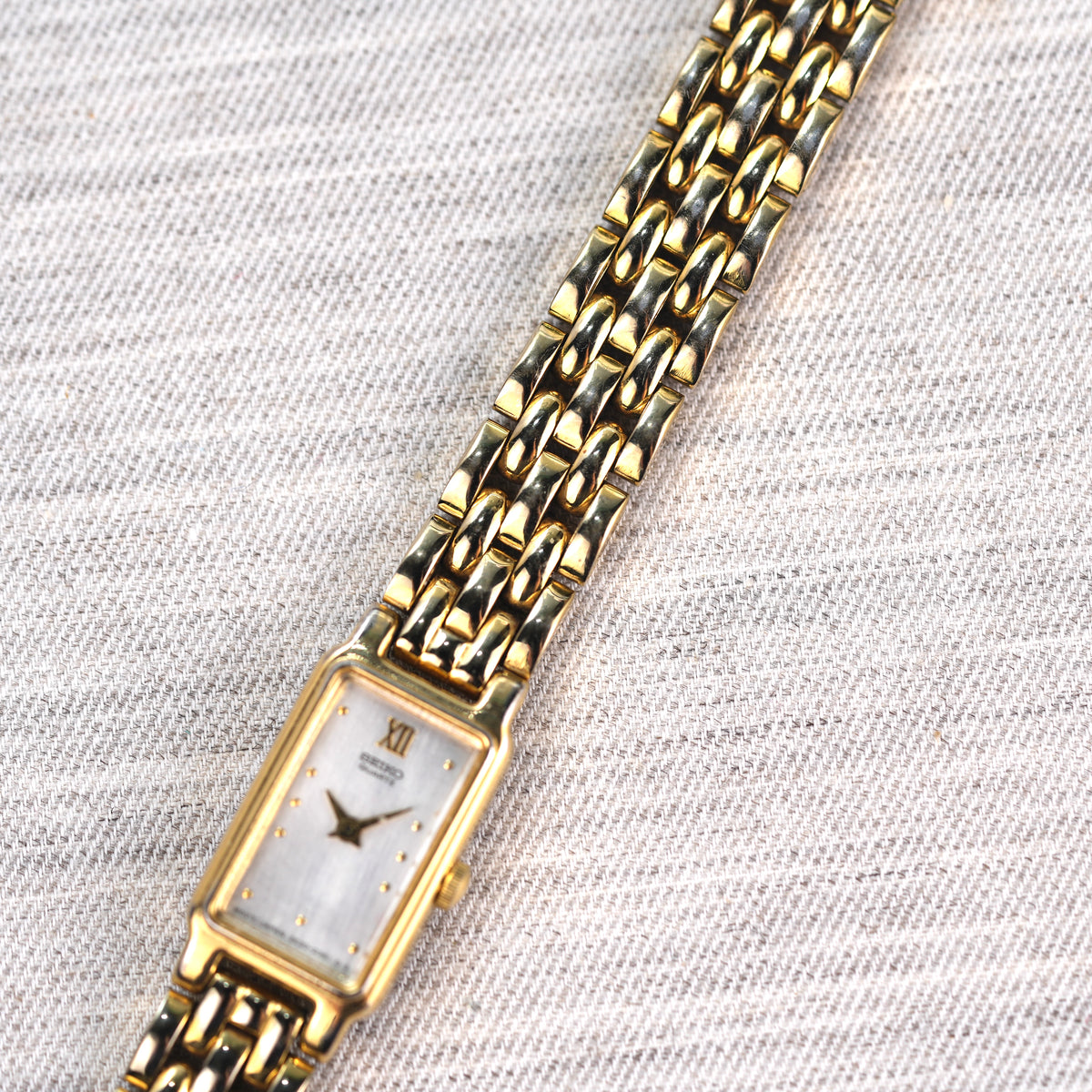 Seiko Slim Mother of Pearl Mini Tank Watch 2E20-6859
