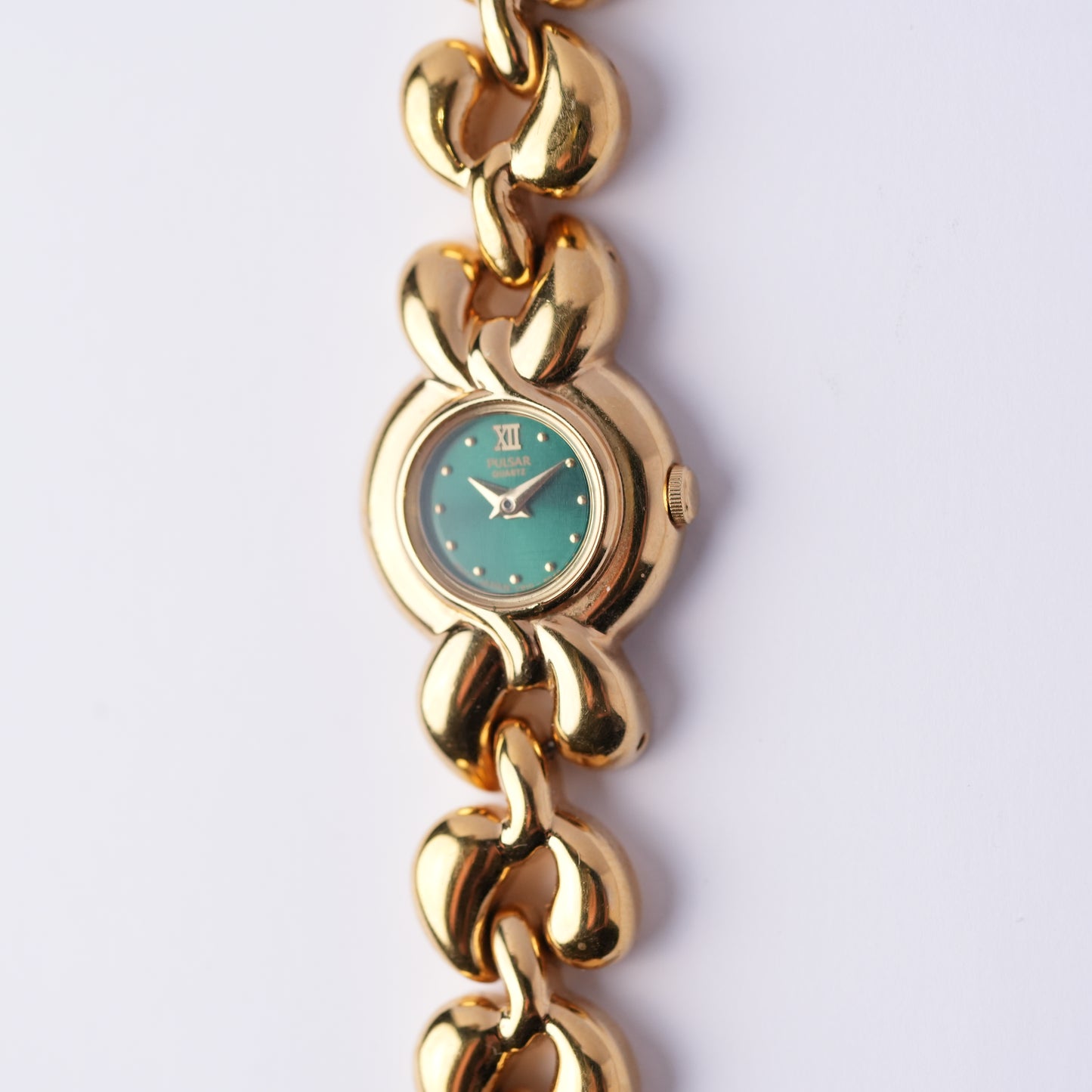 Pulsar Chunky Bracelet Green Round Dial Watch