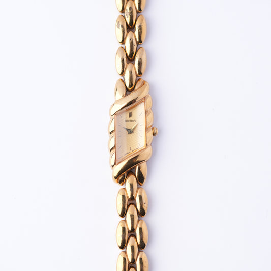 Seiko Asymmetrical Slim Gold Dial Watch (Great Condition)