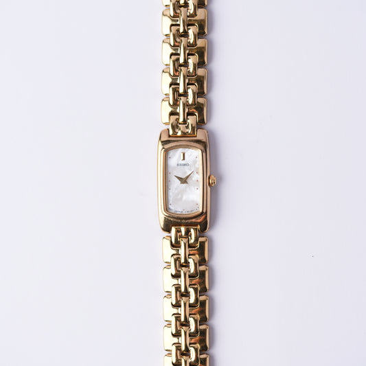 Seiko 2E20-7279 Mother of Pearl Slim Tank Watch