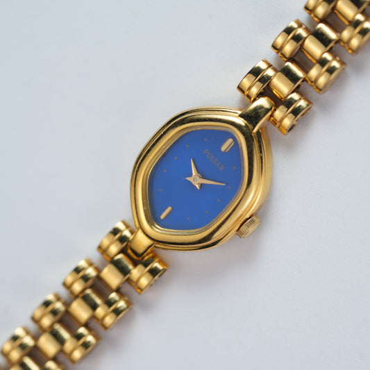 Pulsar Royal Blue Hexagon Dial Gold Tone V400-5860