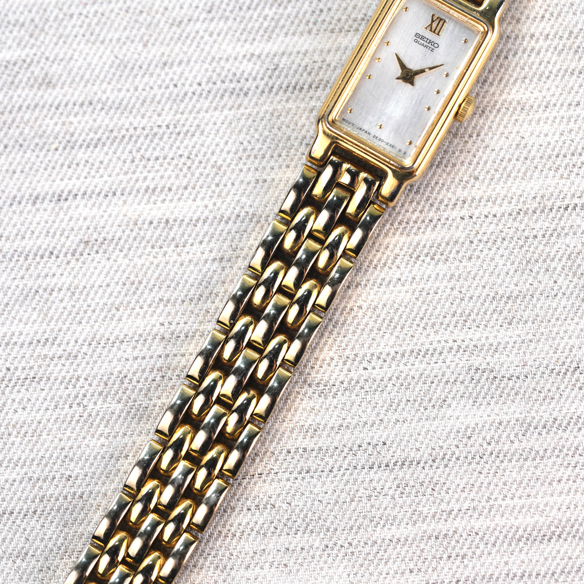 Seiko Slim Mother of Pearl Mini Tank Watch 2E20-6859