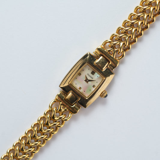Pulsar Square MOP Dial Gold Tone V400-6020
