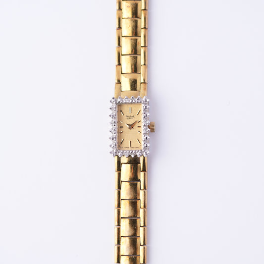 Pulsar V220-L336A Linen Dial Diamond Bezel (Great Condition)