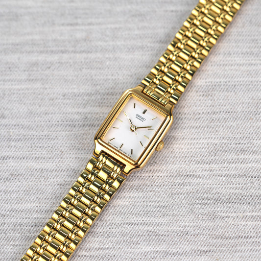 Seiko White Rectangular Tank Watch V401-5129
