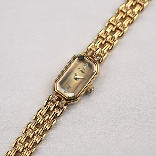 Pulsar V220-X029 Faceted Brown Gradient Dial Watch