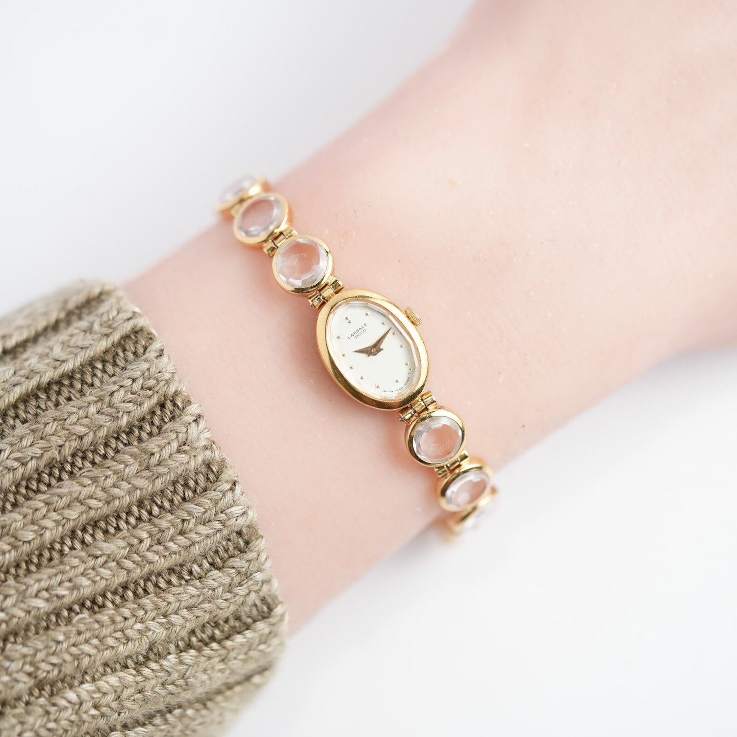 Lassale Seiko Clear Glass Circle Bracelet Watch