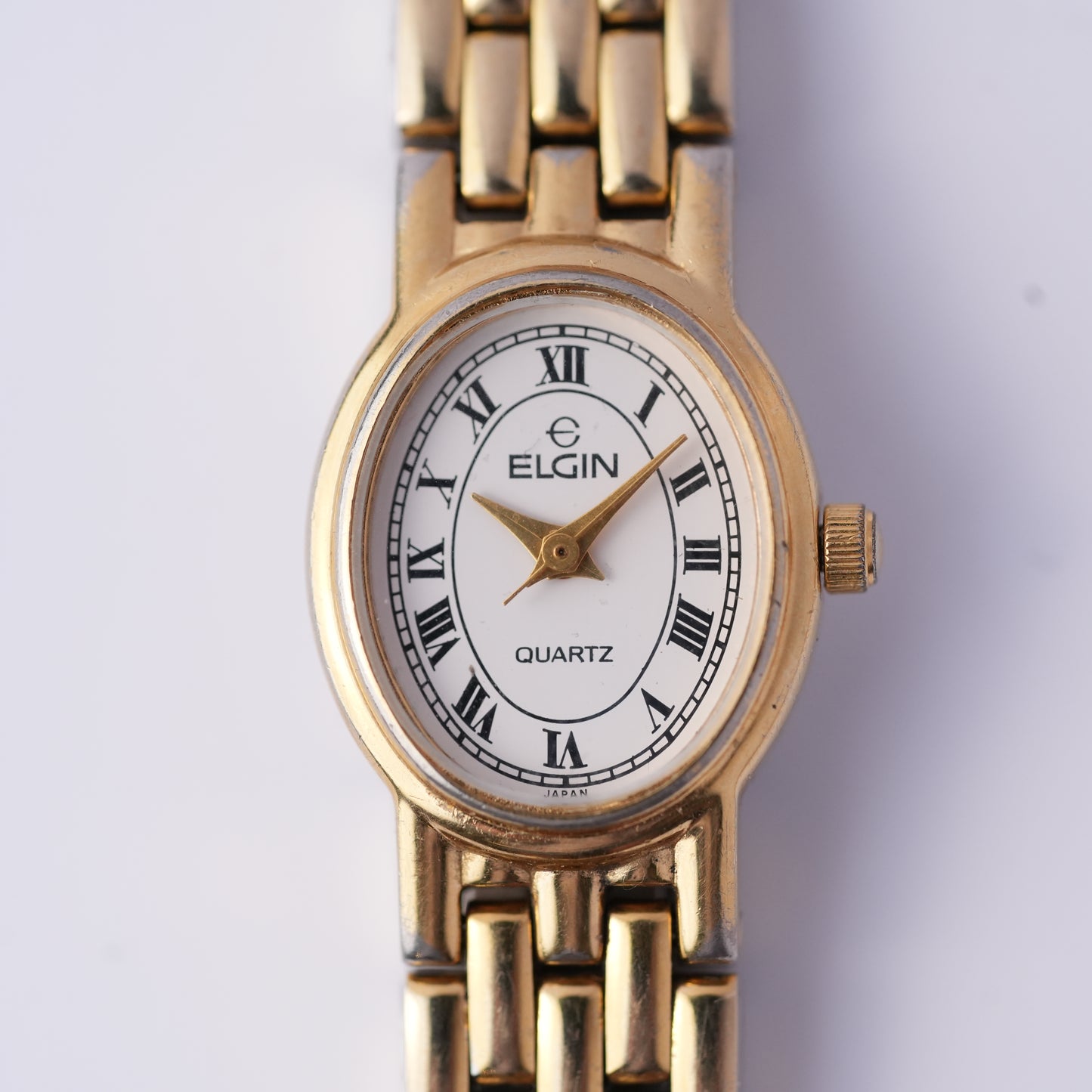 Elgin Oval Roman Numeral White Dial Watch