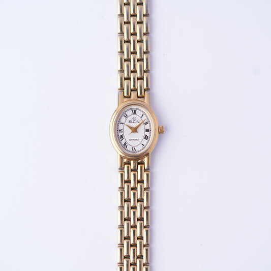 Elgin Oval Roman Numeral White Dial Watch